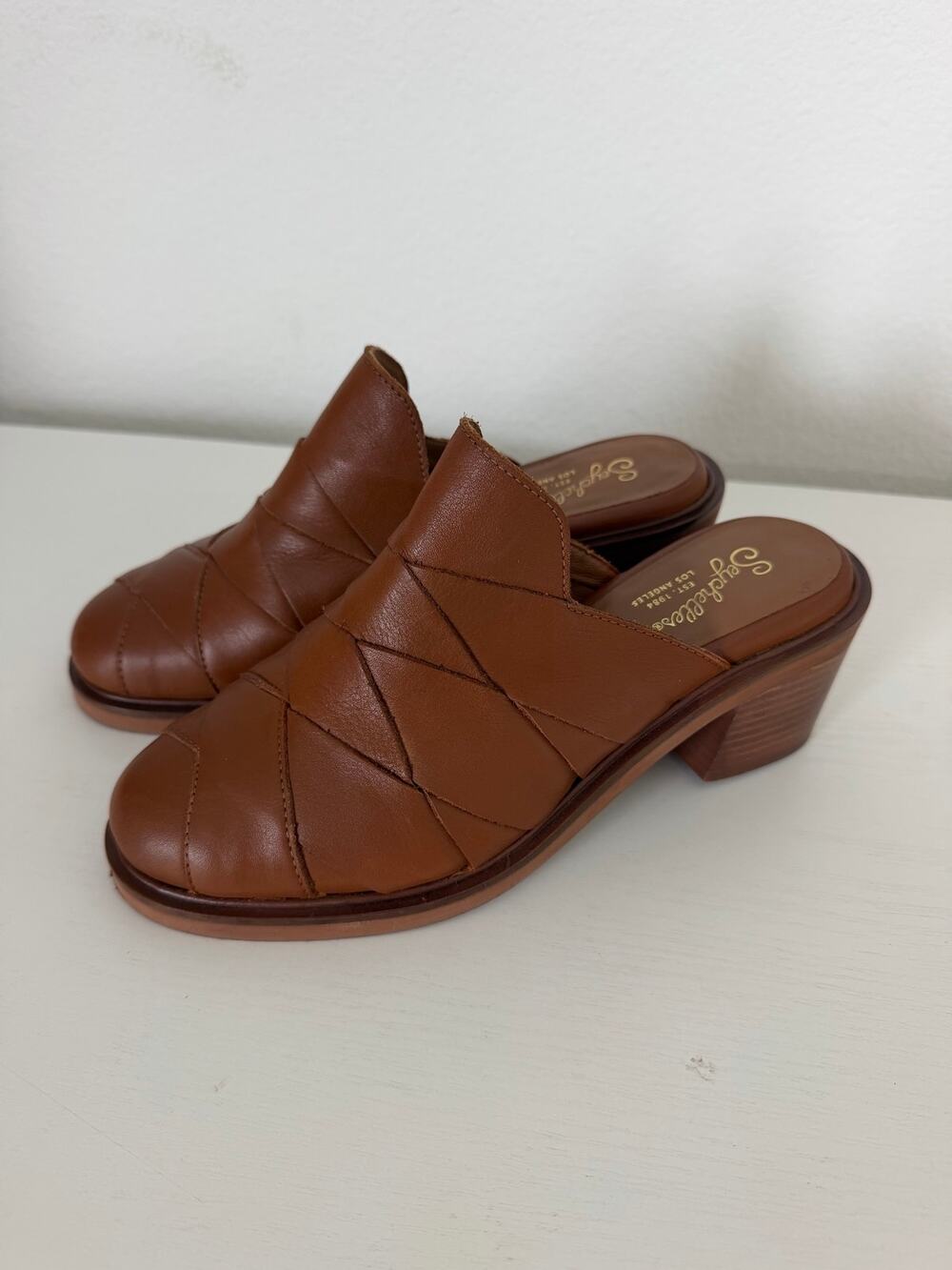 Seychelle Womens Masterpiece Heel Leather Mules Woven Comfort Size 7